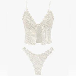 White Crochet Bikini Set